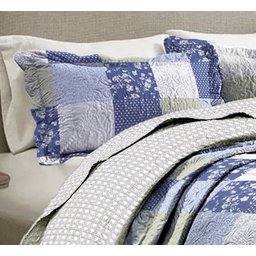 Colcha Casal Padrão Dupla Face Azul Texturizado Patchwork - 7