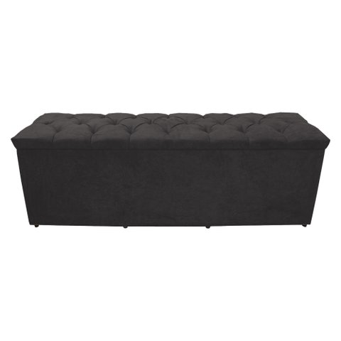 Calçadeira Baú Paris King 195 Cm Botão Strass Suede Grafite Eli Móveis