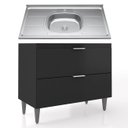 Ver imagem 1 de Balcão de Cozinha com Pia Inox 100cm Pérola Z34 Preto - Mpozenato