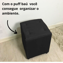Ver imagem 4 de Puff Bau Quadrado Decoração Guarda Brinquedos Assento - Preto