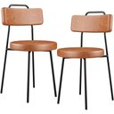 Ver imagem 1 de Kit 02 Cadeiras Decorativas Estofada Para Sala De Jantar Barcelona L02 Couríssimo Camel - Lyam Decor