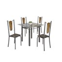Ver imagem 2 de Conjunto de Mesa Tubular 75x75cm Tampo de Vidro com 4 Cadeiras Júlia Prata/Riscas/Madeira