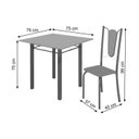 Ver imagem 3 de Conjunto de Mesa Tubular 75x75cm Tampo de Vidro com 4 Cadeiras Júlia Prata/Riscas/Madeira