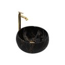 Ver imagem 1 de Kit Cuba Pia Louça Cerâmica Banheiro C/Torn e Vál Dourada 61