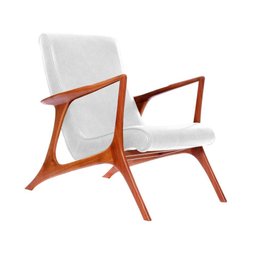 Poltrona Couro Branco Vk Anos 50 Cor Branco - 1