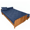 Ver imagem 3 de Sofá Cama Paris Ii Ripado Acquablock Madeira Maciça Natural - Azul Royal