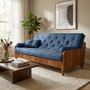 Ver imagem 2 de Sofá Cama Paris Ii Ripado Acquablock Madeira Maciça Natural - Azul Royal