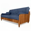 Ver imagem 1 de Sofá Cama Paris Ii Ripado Acquablock Madeira Maciça Natural - Azul Royal