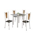 Ver imagem 2 de Conjunto de Mesa Tubular 75x75cm Tampo de Vidro com 4 Cadeiras Júlia Branco/Preto Floral/Pérola/Madeira