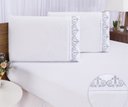 Ver imagem 3 de Jogo lençol Padrão quarto casal bordado 3 peças branco cinza