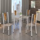 Ver imagem 1 de Conjunto de Mesa Tubular 75x75cm Tampo de Vidro com 4 Cadeiras Júlia Branco/Cisal/Perola/Madeira