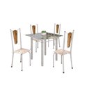 Ver imagem 2 de Conjunto de Mesa Tubular 75x75cm Tampo de Vidro com 4 Cadeiras Júlia Branco/Botanic Bege/Perola/Madeira