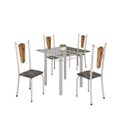 Ver imagem 2 de Conjunto de Mesa Tubular 75x75cm Tampo de Vidro com 4 Cadeiras Júlia Branco/Riscas/Perola/Madeira