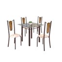 Ver imagem 2 de Conjunto de Mesa Tubular 75x75cm Tampo de Vidro com 4 Cadeiras Júlia Marrom/Botanic Bege/Cacau/Madeira