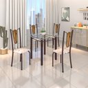 Ver imagem 1 de Conjunto de Mesa Tubular 75x75cm Tampo de Vidro com 4 Cadeiras Júlia Marrom/Botanic Bege/Cacau/Madeira