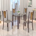 Ver imagem 1 de Conjunto de Mesa Tubular 75x75cm Tampo de Vidro com 4 Cadeiras Júlia Marrom/Cisal/Cacau/Madeira