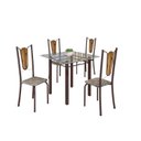 Ver imagem 2 de Conjunto de Mesa Tubular 75x75cm Tampo de Vidro com 4 Cadeiras Júlia Marrom/Cisal/Cacau/Madeira