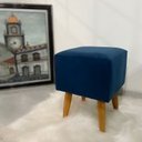 Ver imagem 3 de Puf Puff Marrocos Quadrado Pés Palito Suede Azul Marinho