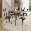 Ver imagem 1 de Conjunto Sala de Jantar Mesa Quadrada 90cm Tampo BP com 4 Cadeiras Adriana Preto/Silver/Demolição