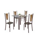 Ver imagem 2 de Conjunto de Mesa Tubular 75x75cm Tampo de Vidro com 4 Cadeiras Júlia Marrom/Riscas/Cacau/Madeira