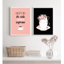 Ver imagem 2 de Kit 2 Quadros Cantinho do Café- Preto e Rosa 33x24cm - com Vidro:madeira Branca