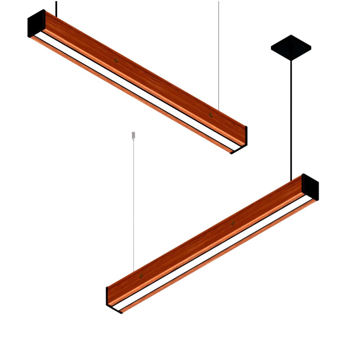 Luminária Pendente Horizontal em Madeira Maciça Modelo Diamante - Madeiled - 3