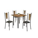 Ver imagem 2 de Conjunto de Mesa Tubular 75x75cm Tampo de Madeira com 4 Cadeiras Júlia Prata/Preto Floral