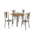 Ver imagem 2 de Conjunto de Mesa Tubular 75x75cm Tampo de Vidro com 4 Cadeiras Júlia Prata/Cisal/Madeira