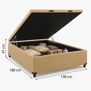 Cama Box Bau Casal Linho 1,38x1,88