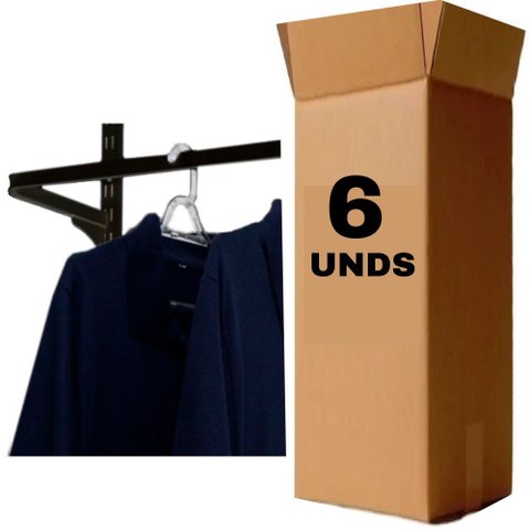 Caixa com 6 Cabideiros 60cm Smart Black