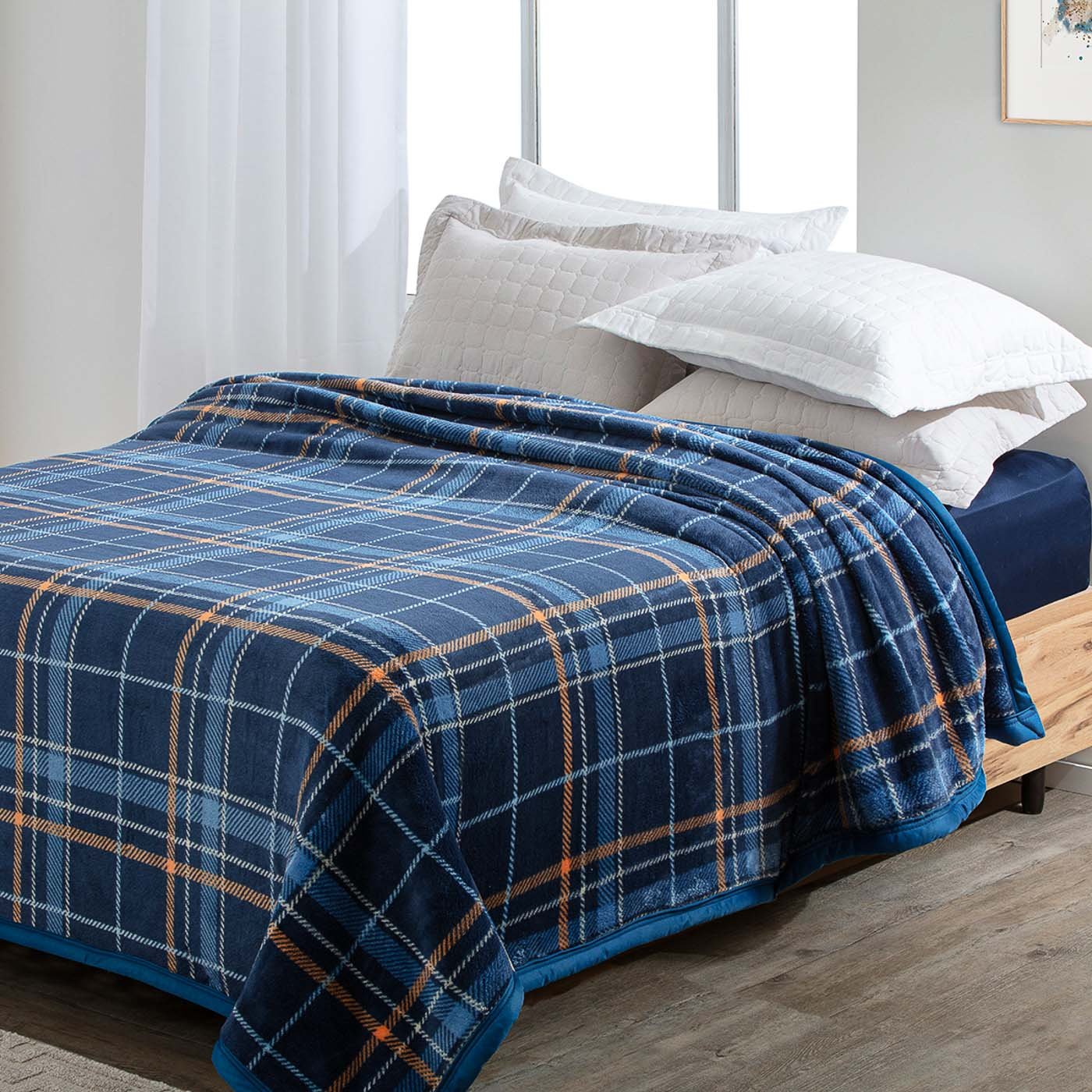 Cobertor Jolitex Casal Dyuri Plus 1,80x2,20m Tweed Azul - 1