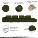 Ver imagem 3 de Sofá Ilha com Encosto e Almofadas Móveis Olimpo 505cm Modulado Linho Verde G45 - Gran Belo