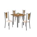 Ver imagem 2 de Conjunto de Mesa Tubular 75x75cm Tampo de Madeira com 4 Cadeiras Júlia Prata/Botanic Bege