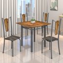 Ver imagem 1 de Conjunto de Mesa Tubular 75x75cm Tampo de Madeira com 4 Cadeiras Júlia Prata/Riscas