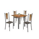 Ver imagem 2 de Conjunto de Mesa Tubular 75x75cm Tampo de Madeira com 4 Cadeiras Júlia Prata/Riscas