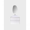 Ver imagem 3 de Gabinete para Banheiro com Cuba e Espelheira Organica 80cm Mdf Branco Dubai - On Móveis