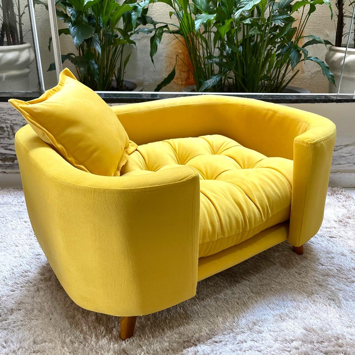 Sofá Caminha Pet Luxo em Sued Premium:amarelo - 2