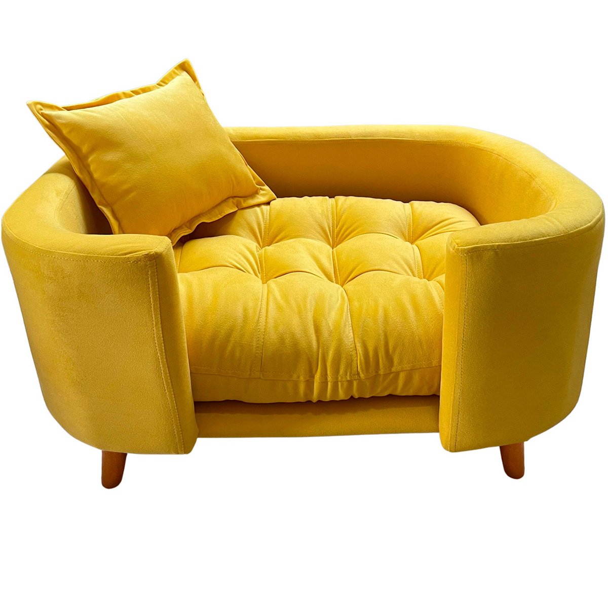 Sofá Caminha Pet Luxo em Sued Premium:amarelo