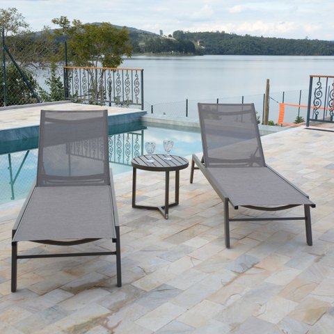 Mesinha Mesa Lateral Apoio Verona Ripada Alumínio Resistente Fendi