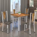 Ver imagem 1 de Conjunto de Mesa Tubular 75x75cm Tampo de Madeira com 4 Cadeiras Júlia Branco/Riscas/Perola