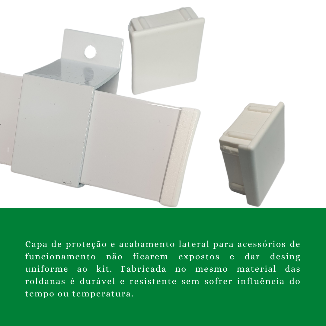 Kit Trilho Correr 3,00m 35x35 Alumínio Branco p/ Duas Portas de 75cm - RDA-4 - 8