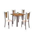 Ver imagem 2 de Conjunto de Mesa Tubular 75x75cm Tampo de Madeira com 4 Cadeiras Júlia Marrom/Botanic Bege/Cacau