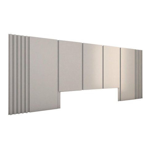 Cabeceira Cama King Ripada 3,0m Prt 100% Mdf Casa Lar Cor:prata