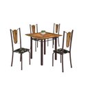 Ver imagem 2 de Conjunto de Mesa Tubular 75x75cm Tampo de Madeira com 4 Cadeiras Júlia Marrom/Preto Floral/Cacau