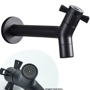 Torneira Banheiro Lavabo Lavatorio de Parede em Metal Aço Inoxidável Preta Estilo Vintage Industrial