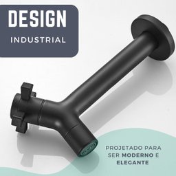 Torneira Banheiro Lavabo Lavatorio de Parede em Metal Aço Inoxidável Preta Estilo Vintage Industrial - 2