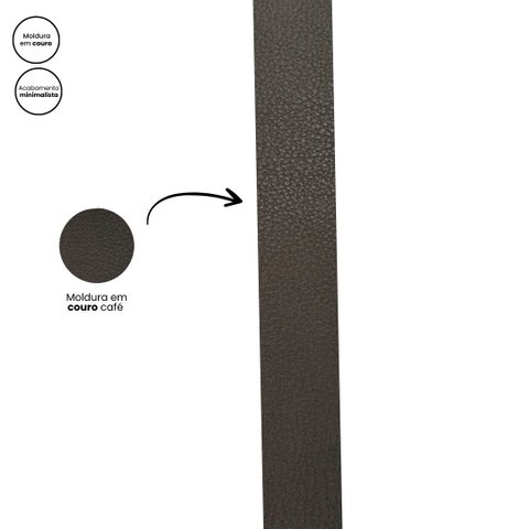 Espelho Redondo Decorativo 45cm Couro Café sem Alça Lyo