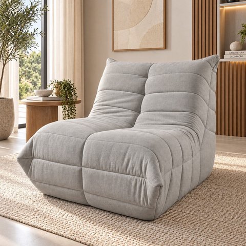 Poltrona Nuvem Ampla Estofada Design Orgânico Confortável Espresso Móveis