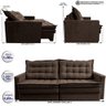 Sofá sem Caixa Retrátil Baú 2,00m Cama Inbox Secret Suede Velusoft Café - 3