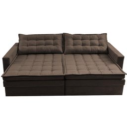 Sofá sem Caixa Retrátil Baú 2,00m Cama Inbox Secret Suede Velusoft Café - 6